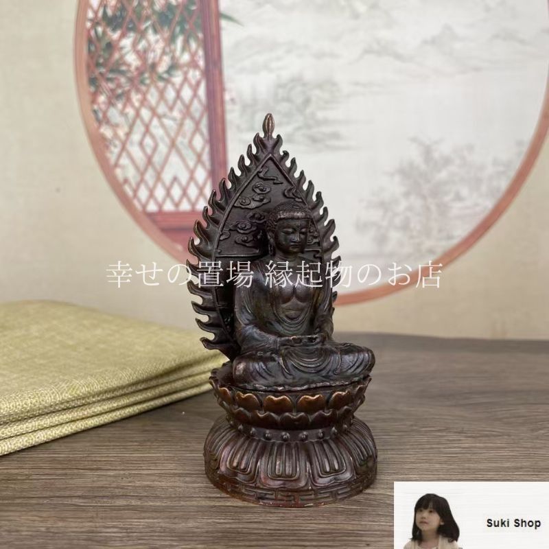 仏像 ご本尊 中七肌粉 六角台座 東立弥陀 3.5寸 仏壇用