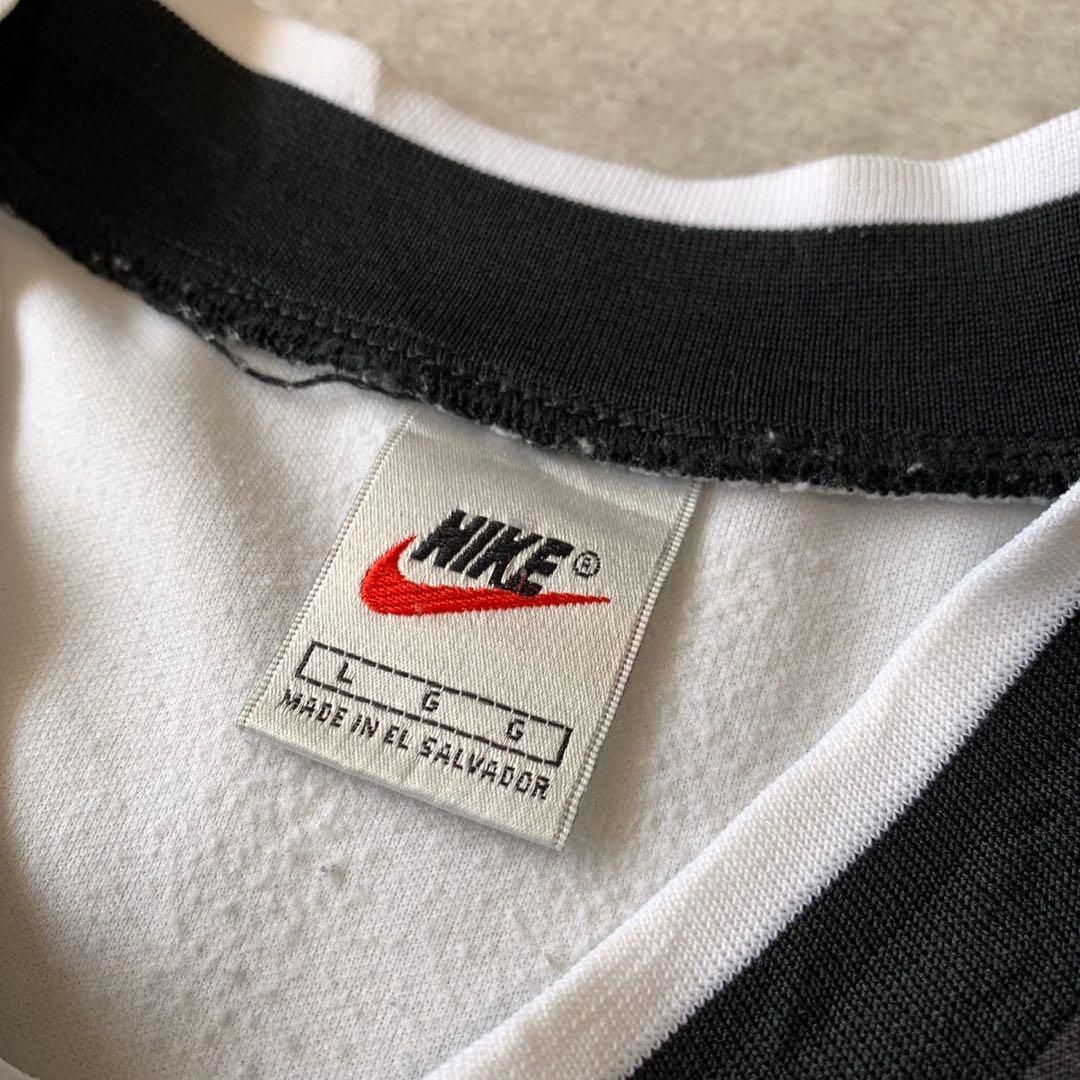 90s NIKE ゲームシャツ ユニフォーム サッカー tシャツ 白 黒 L