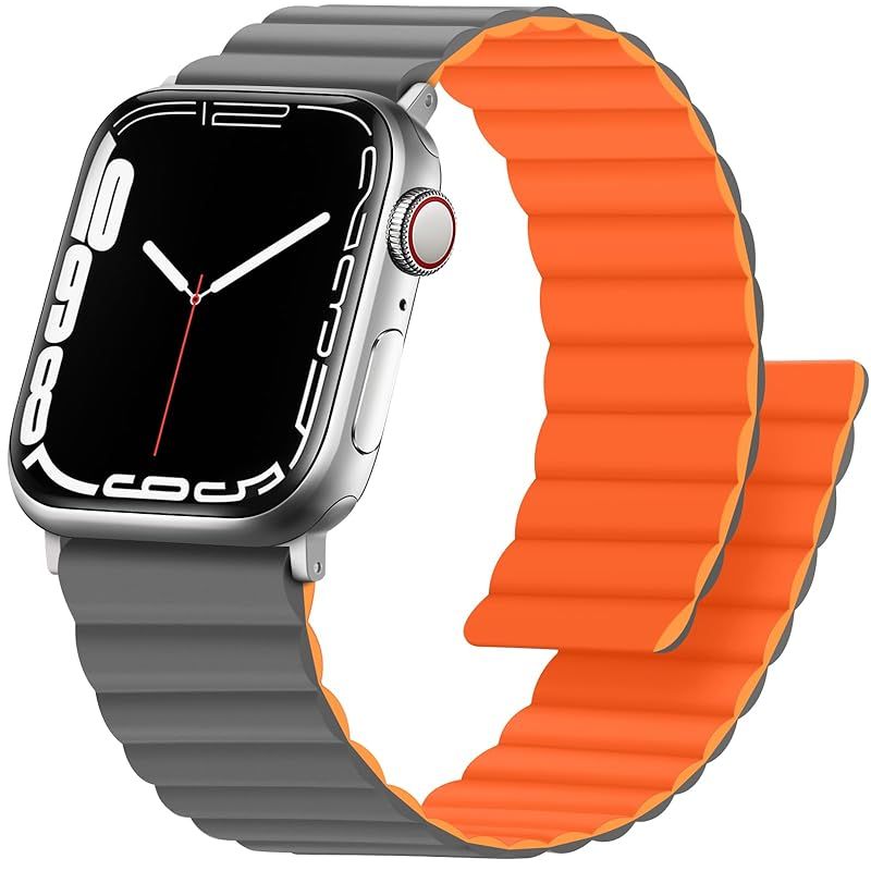 Anlinser コンパチブル Apple Watch バンド49mm 46mm 45mm 44mm 42mm、磁気両面リバーシブルアップルウォッチバンド iWatch Ultra 2/Ultra シリーズ10/9/8/7/6/5/4/3/SE 用（グレー 1