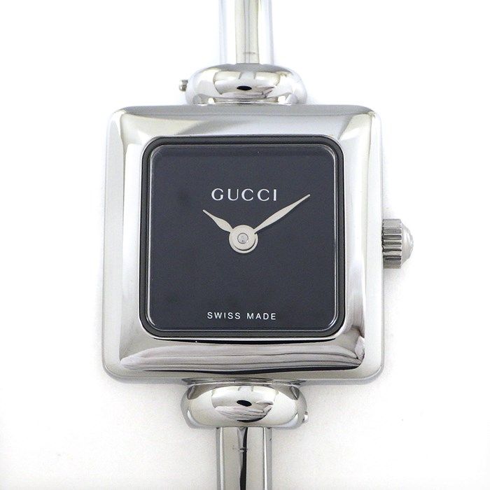 グッチ GUCCI 腕時計 バングルウォッチ 1900L スクエア ブラック文字盤 SS クオーツアナログ