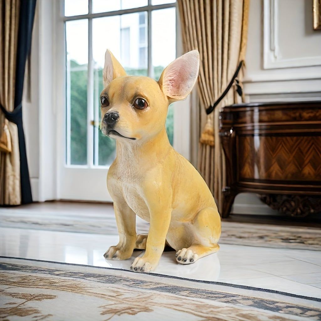 チワワ 置物 オブジェ お座り 犬 動物 屋内 屋外 庭 ベランダ ガーデニング リビング 玄関 エントランス かわいい ギフト プレゼント kkkzqi