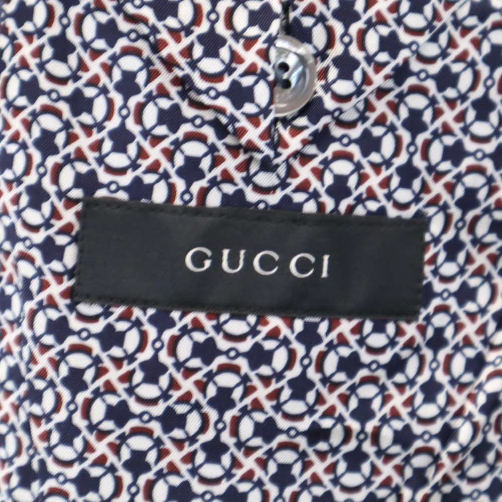 グッチ スイス製 テーラードジャケット 50L ネイビーグレー GUCCI