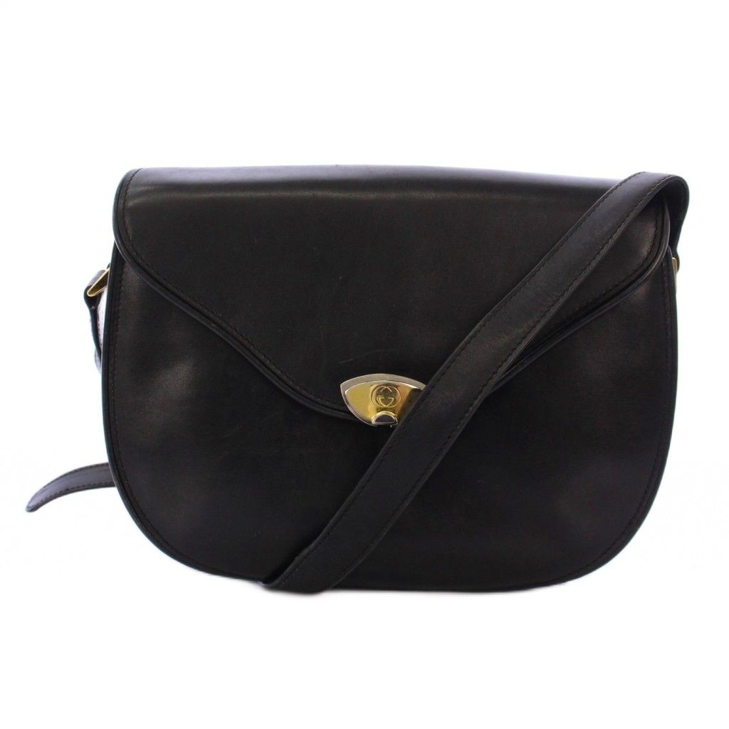 グッチ GUCCI オールドグッチ ショルダーバッグ レザー 黒 /BM