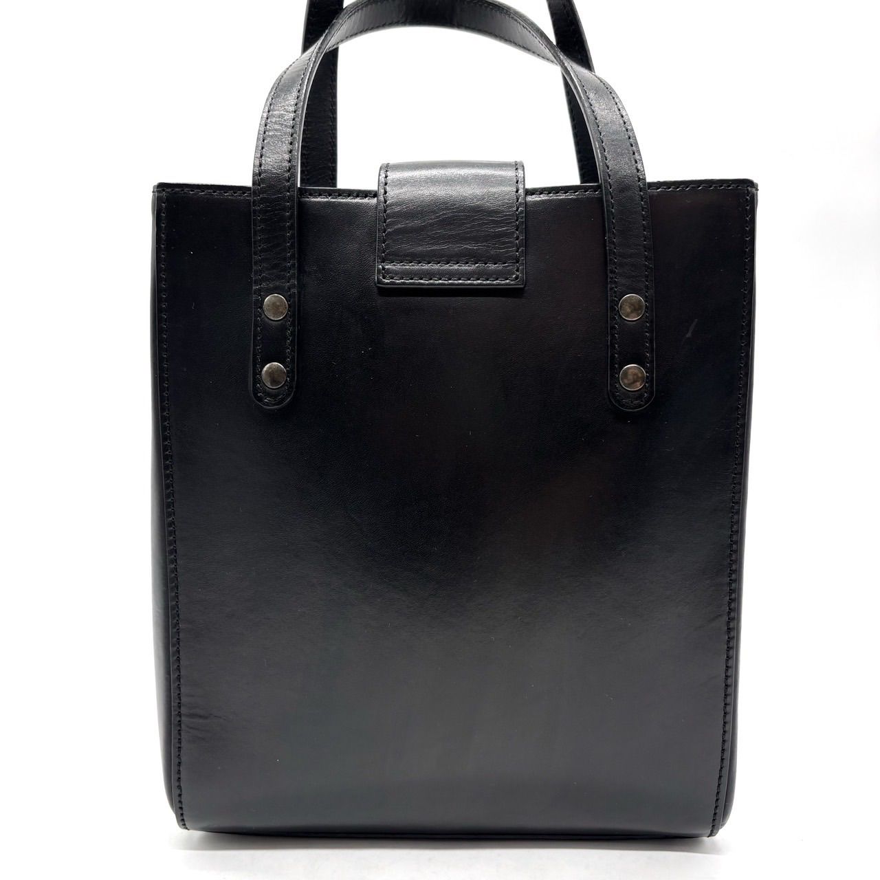 Chloe クロエ ハンドバッグ トートバッグ レザー ブラック 黒色 シルバー金具 ロゴ型押し ユニセックス 男女兼用 メンズ レディース DECORATOM_COM_BR