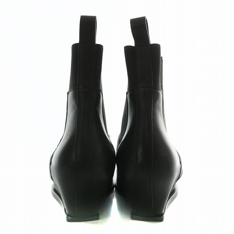 RICK OWENS リック・オウエンス ウェッジブーツ 希少】Rick Owens ウェッジソール ロングブーツ 本革 ブラック