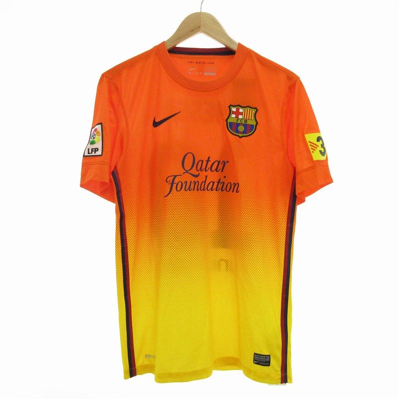 タグ付き FCバルセロナ 12/13 リオネル・メッシ アウェイ ユニフォーム Tシャツ S オレンジ /UO