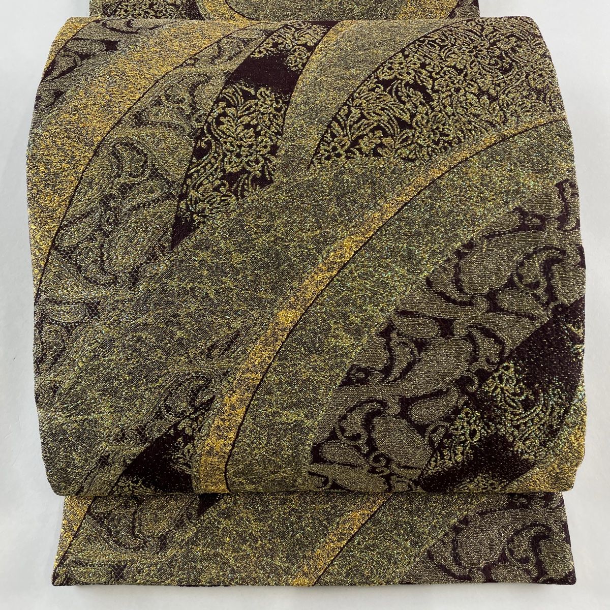 斉藤三才 六通柄袋帯【三才鳥草花】金糸箔 袋帯 名品 斉藤三才 落款