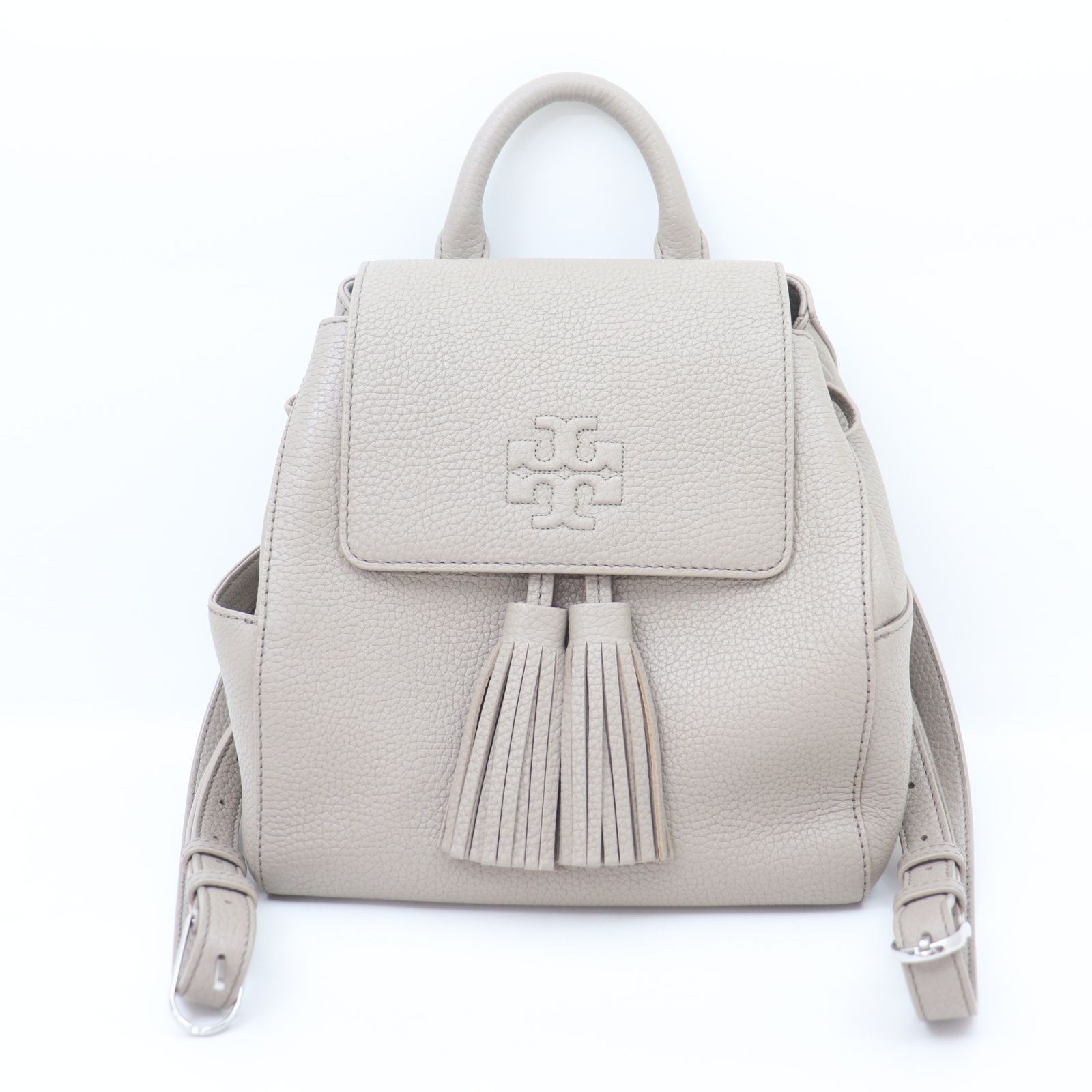 美品　トリーバーチ　リュック　バックパック　レザー　デカロゴ　タッセル　ブラック TORY BURCH トリーバーチ バッグ リュック タッセル付 レザー
