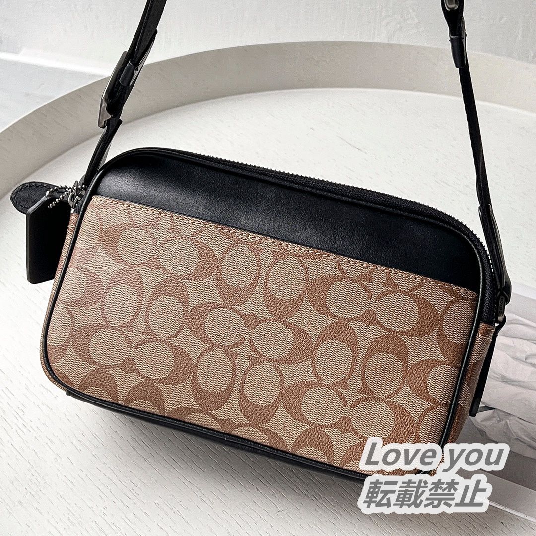 COACH C4149 コーチ バッグ メンズ カメラバッグ ショルダーバッグ クロスボディー アウトレット シグネチャー カーキ×ブラック -  メルカリ