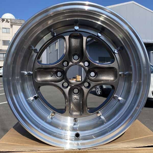 15インチ 数量 商品 ホイール4本セット 15×8J ±0 PCD 100 114.3 4穴 深リム 4本スポーク 旧車 スポーツカー ドリ車 ローダウン など カスタムサイズ ブロンズ 茶 艶有