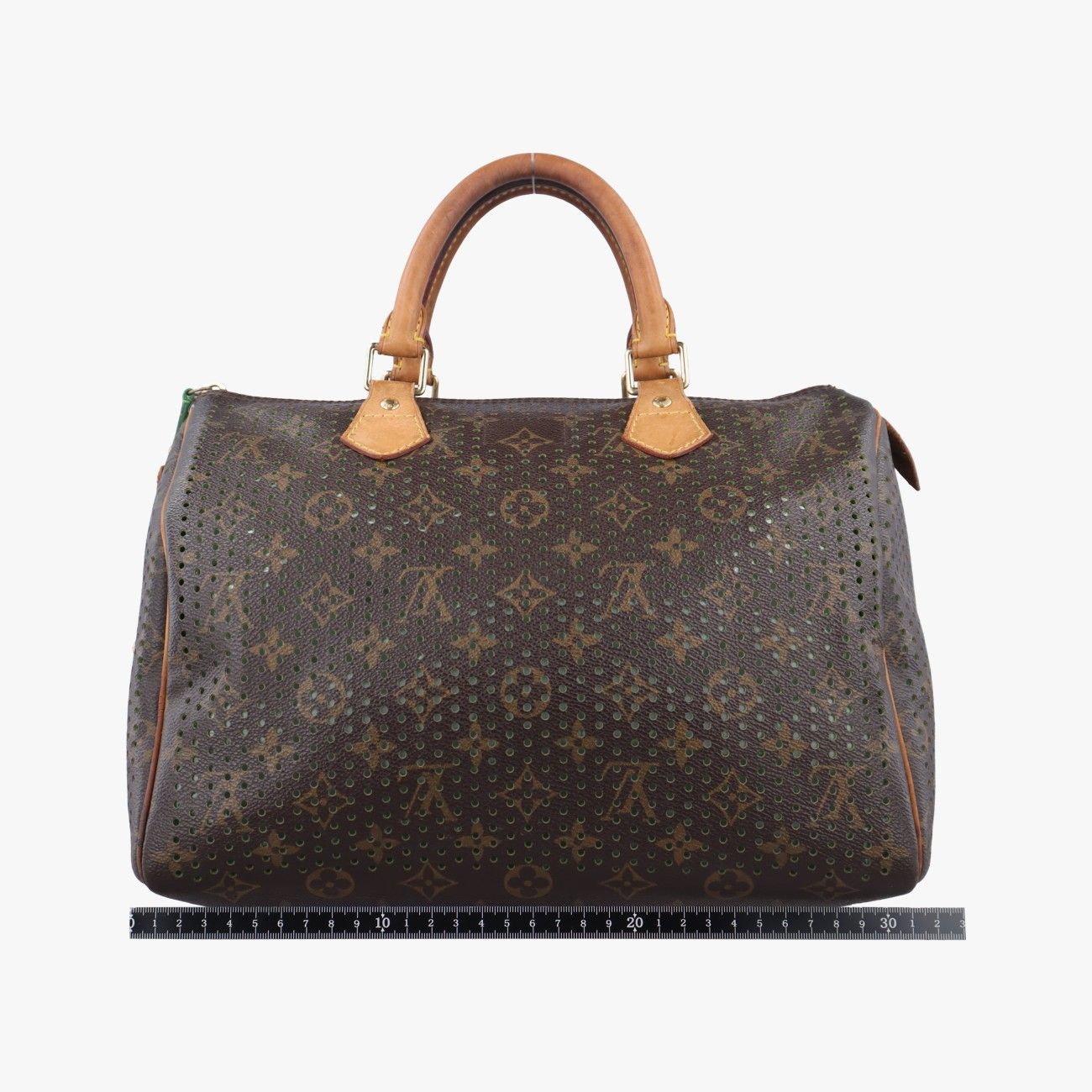 ルイヴィトンLouis Vuittonスピーディ30モノグラム ブラウン系×グリーンモノグラム ペルフォM95181SP0036
