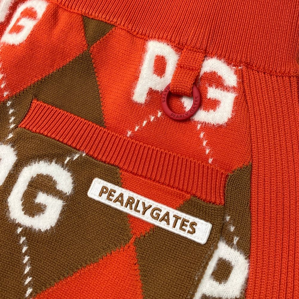 新品● パーリーゲイツ ●アーガイル柄＋モール ニットスカート　オレンジ/S 新品】PEARLY GATES パーリーゲイツ 055-1234914 ニットスカート