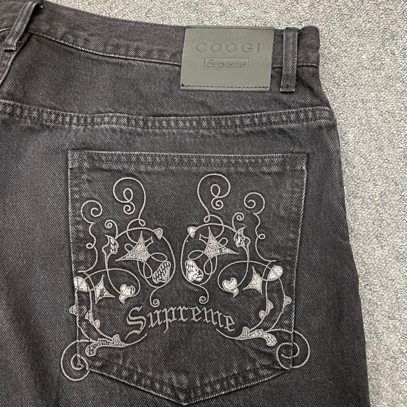 国内正規 美品 SUPREME 23SS Coogi Baggy Jean クージー バギー デニム パンツ 刺繍 ジーンズ シュプリーム ブラック  36