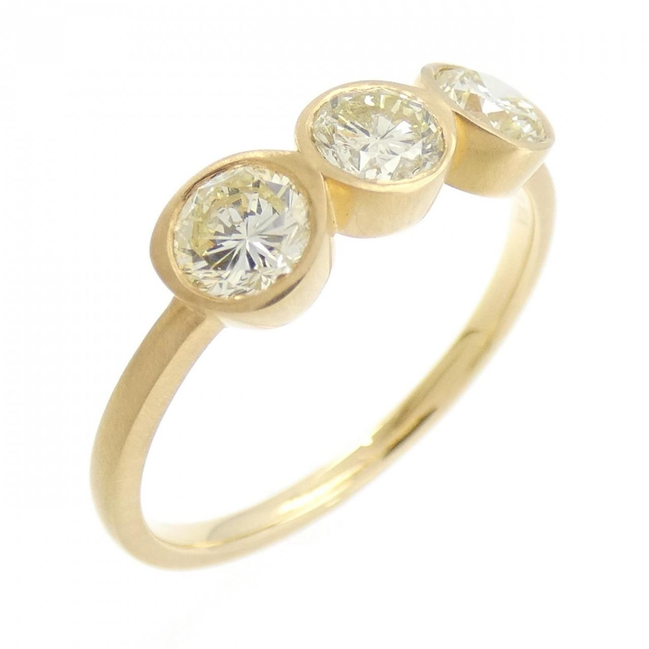 K18YG スリーストーン ダイヤモンド リング 0.85CT