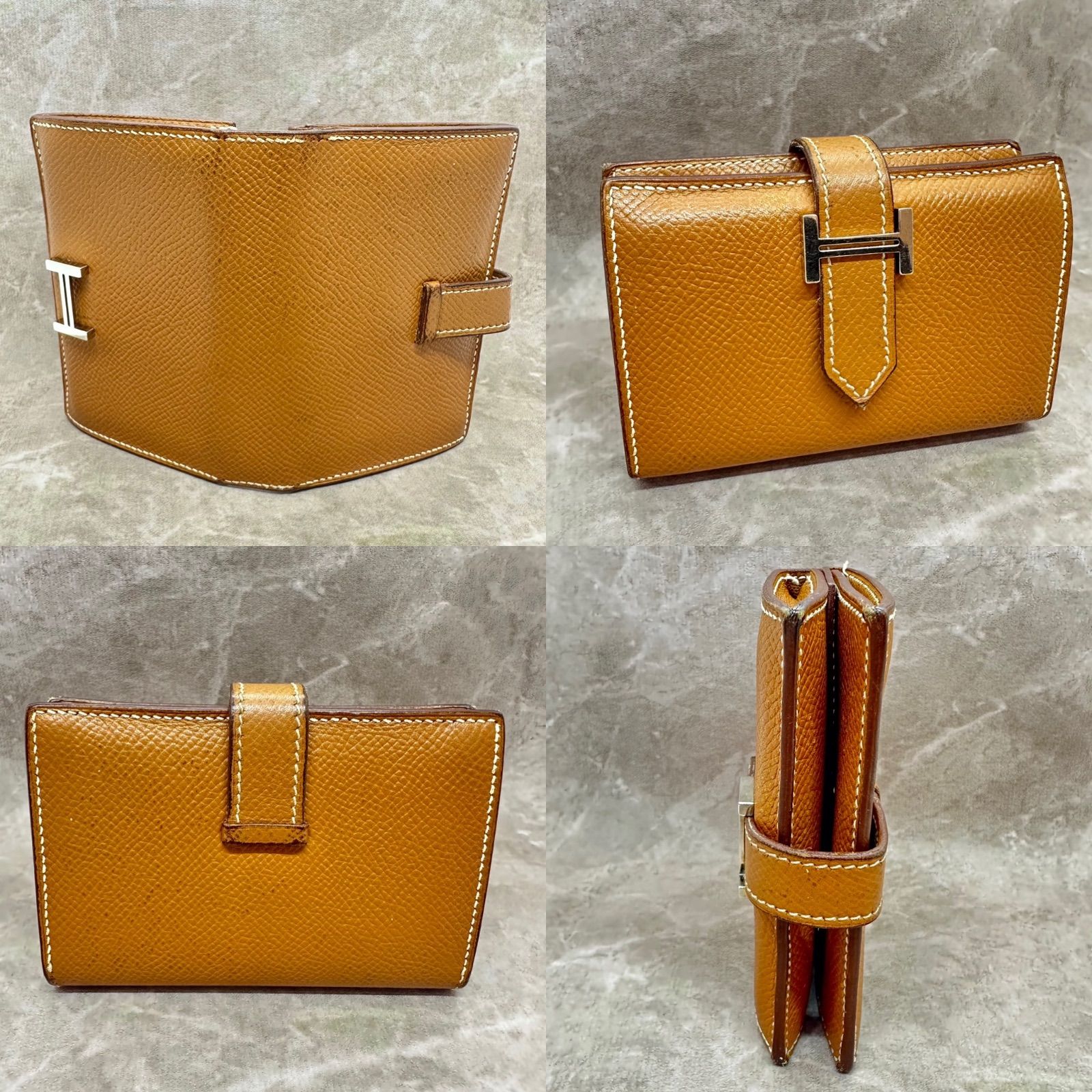 HERMES エルメス ベアン コンパクト 財布 ミニウォレット ブラウン系 