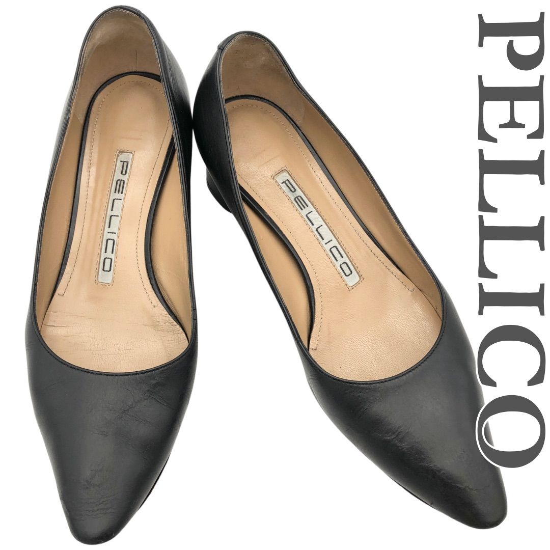 PELLICO パンプス スムースレザー ポインテッドトゥ ブラック 1886A