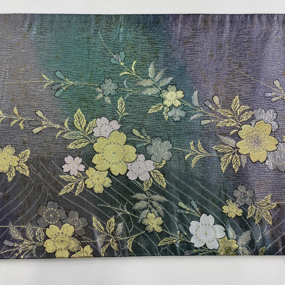 袋帯 秀品 桜 波 金糸 箔 灰紫 六通 正絹 【中古】 - メルカリ