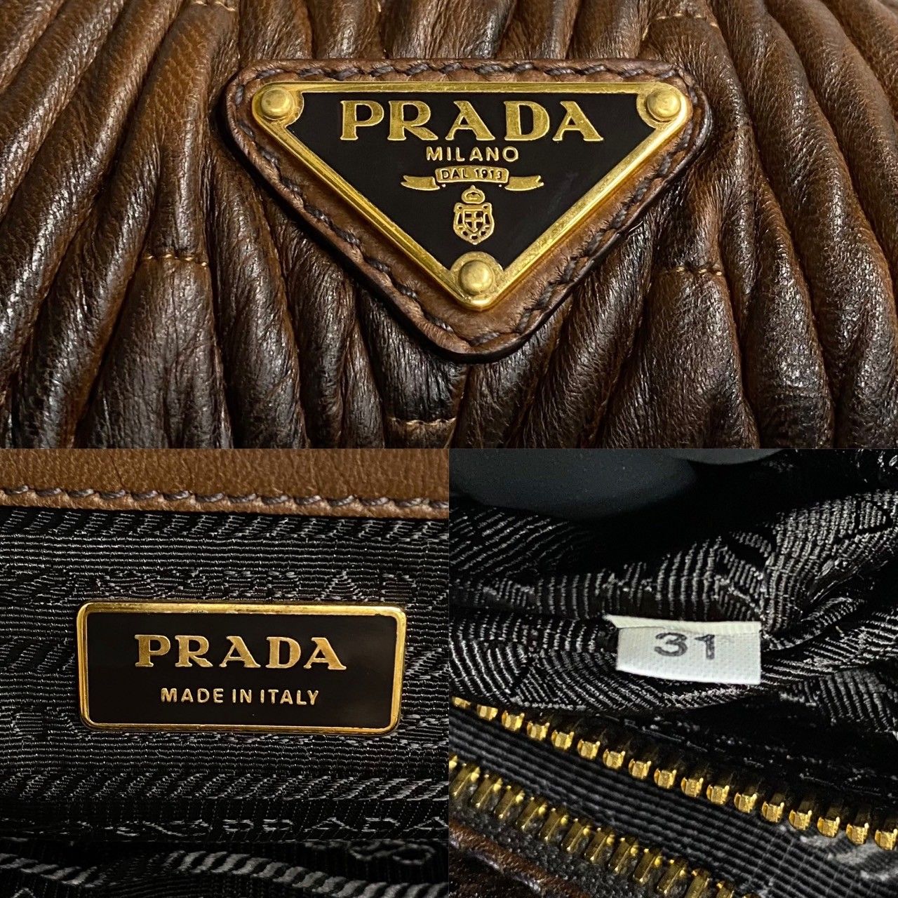 極 美品 希少品 鍵 カード付き PRADA プラダ 三角ロゴ 金具 レザー 本革 ハンドバッグ ミニ ボストンバッグ ブラウン 茶 d15-6 -  メルカリ