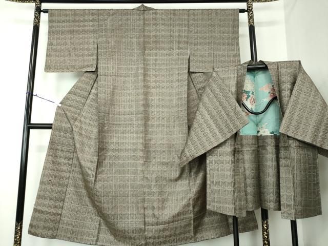 平和屋着物○本場大島紬 アンサンブル 割り込み絣 変わり格子 正絹  