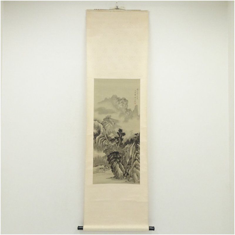 掛け軸　茶掛　村瀬晃甫　山水絵　肉筆　茶道具　茶道　インテリア 掛け軸 茶掛 村瀬晃甫 山水絵 肉筆 茶道具 茶道 インテリア 美術