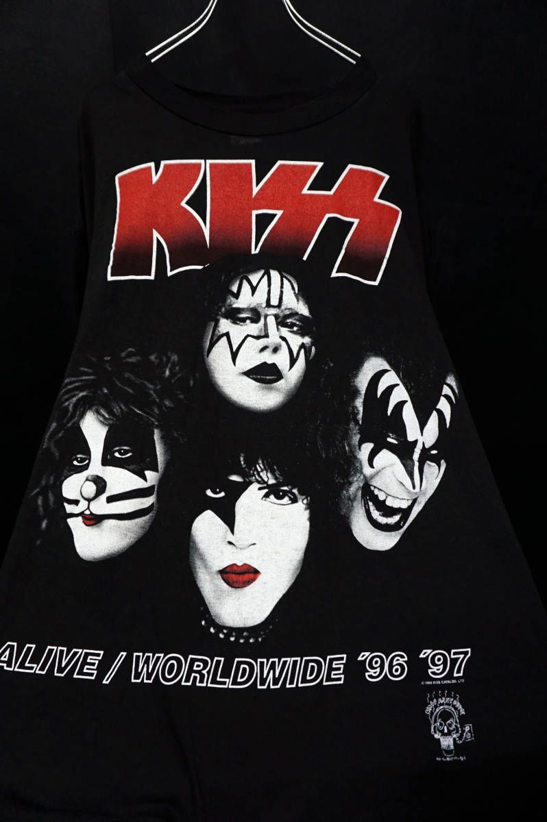 USA製 KISS ALIVE / WORLDWIDE TOUR ‘96 ‘97 L BLACKPINK ROSE着 90年代 90’s ビンテージ デッドストック ロックTシャツ バンドT