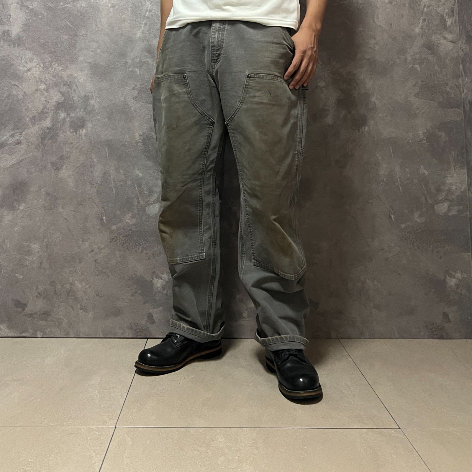 carhartt ダブルニー グレー サイズ36×32 - メルカリ