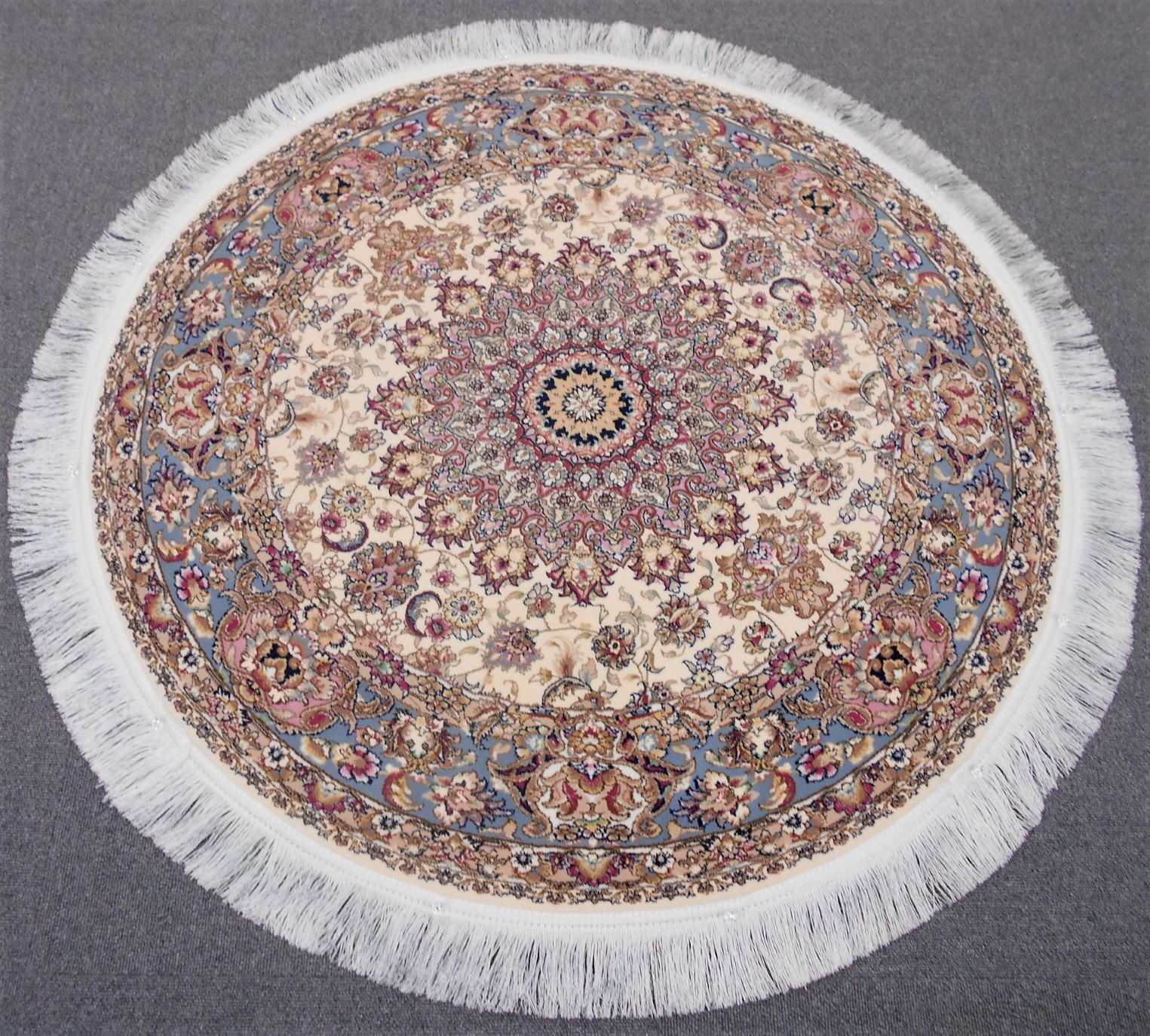多色織、高密度！輝く 本場イラン産 絨毯 円形200cm‐201271