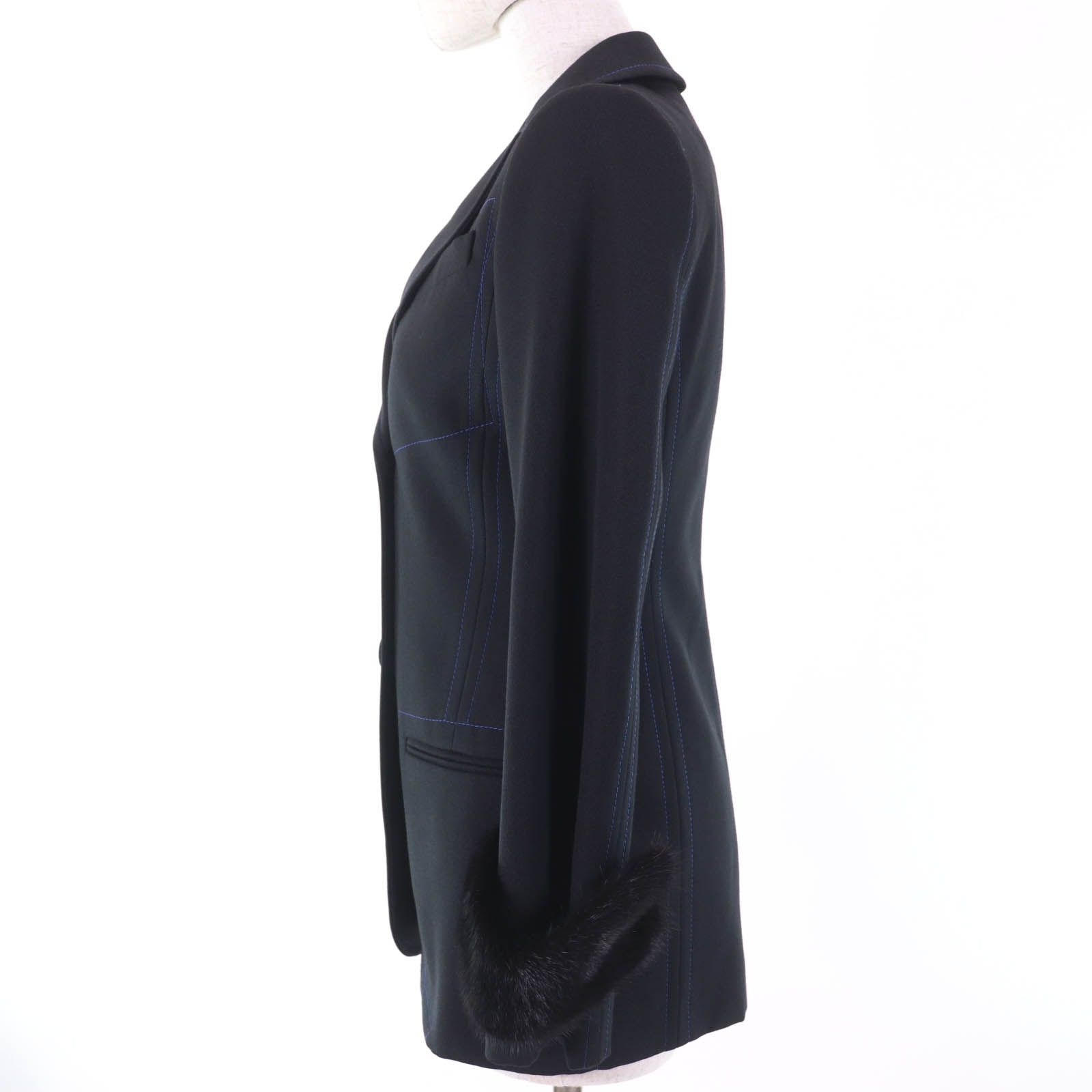 美品！フェンディ ミンク付きジャケット　黒 00003583-1.jpg