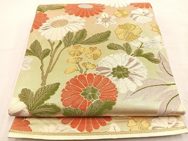 平和屋着物○アンティーク 大正ロマン 六通柄袋帯 龍 金銀糸 引き抜き  