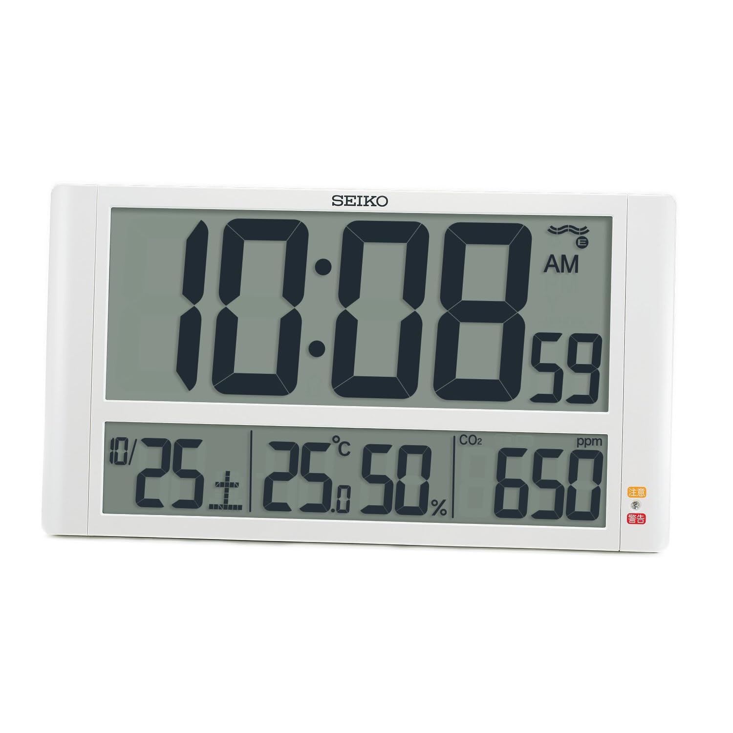 Style 単品_PatternName 03 CO2濃度表示付き セイコークロック Seiko Clock 掛け時計 置き時計 掛置兼用 CO2濃度表示機能 温度湿度表示 デジタル 電波 白パール 230×408×30mm SQ449W