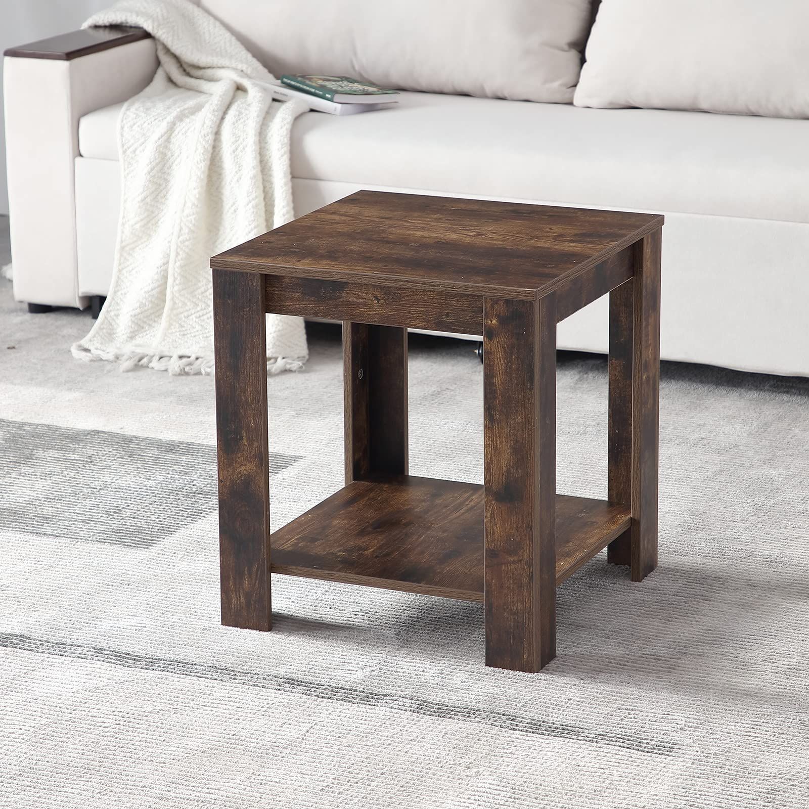 【未使用品】デスク　サイドテーブル　ブラウン&ブラック 収納付きデスク SDK-890 ナチュラル/ブラック ウォールナット/ブラック