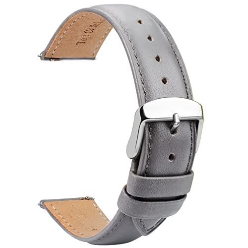 グレー/銀色尾錠_24mm [TStrap] 時計 ベルト 革 24mm - レザー 腕時計 バンド -本革 スマートウォッチ 交換ベルト-14mm 16mm 18mm 19mm 20mm 21mm 22mm 23mm