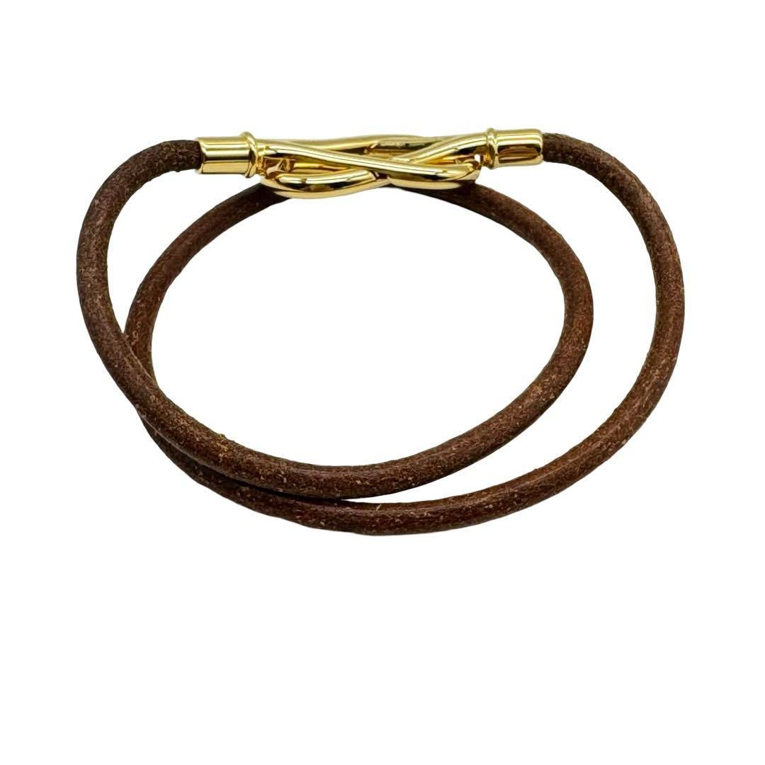 HERMES アタメブレスレット ブラウン HERMES アタメ レザー