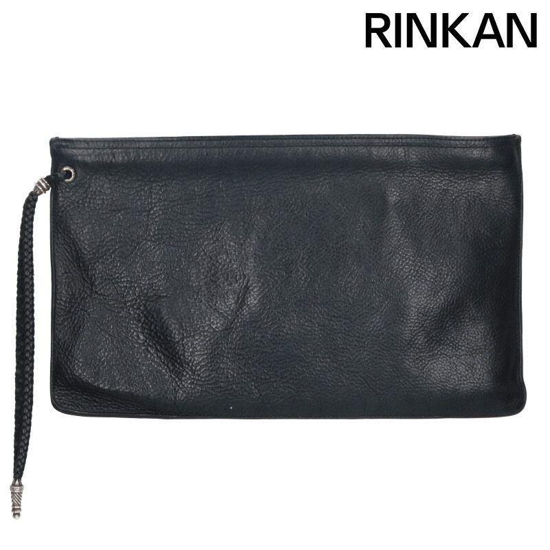 クロムハーツ FLAT MED PLANE ストラップ付レザークラッチバッグ  