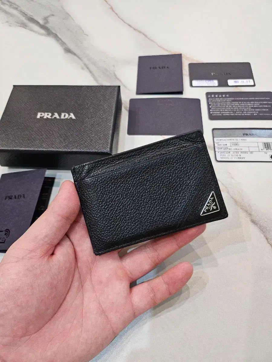 OS PRADA プラダ サフィアーノ トライアングルロゴ カードウォレット