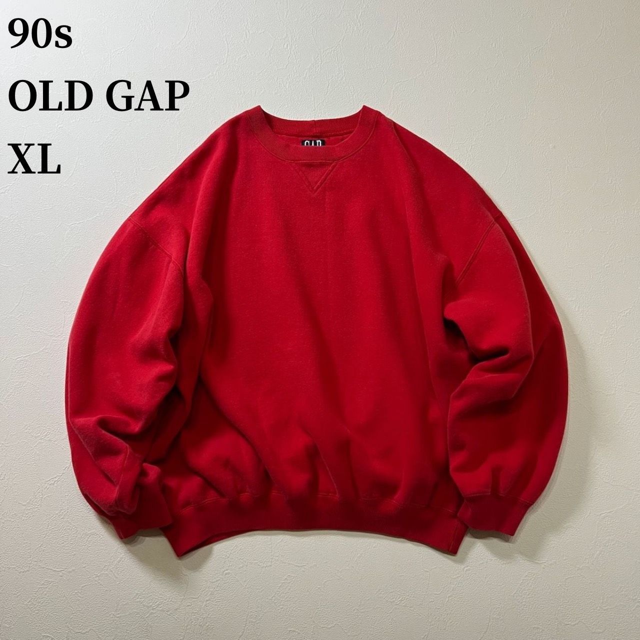 90s OLD GAP 無地 プルオーバー スウェット ギャップ レッド XL 古着