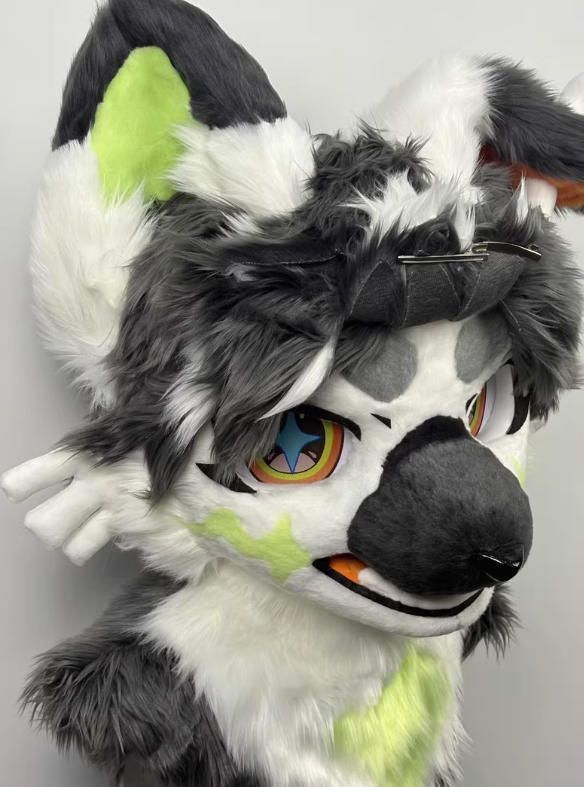 着ぐるみヘッド 犬 NO.363 灰色 緑 全頭ヘッド ケモノ ファースーツ ぬいぐるみ コスプレ コスチューム kigurumi 一点物