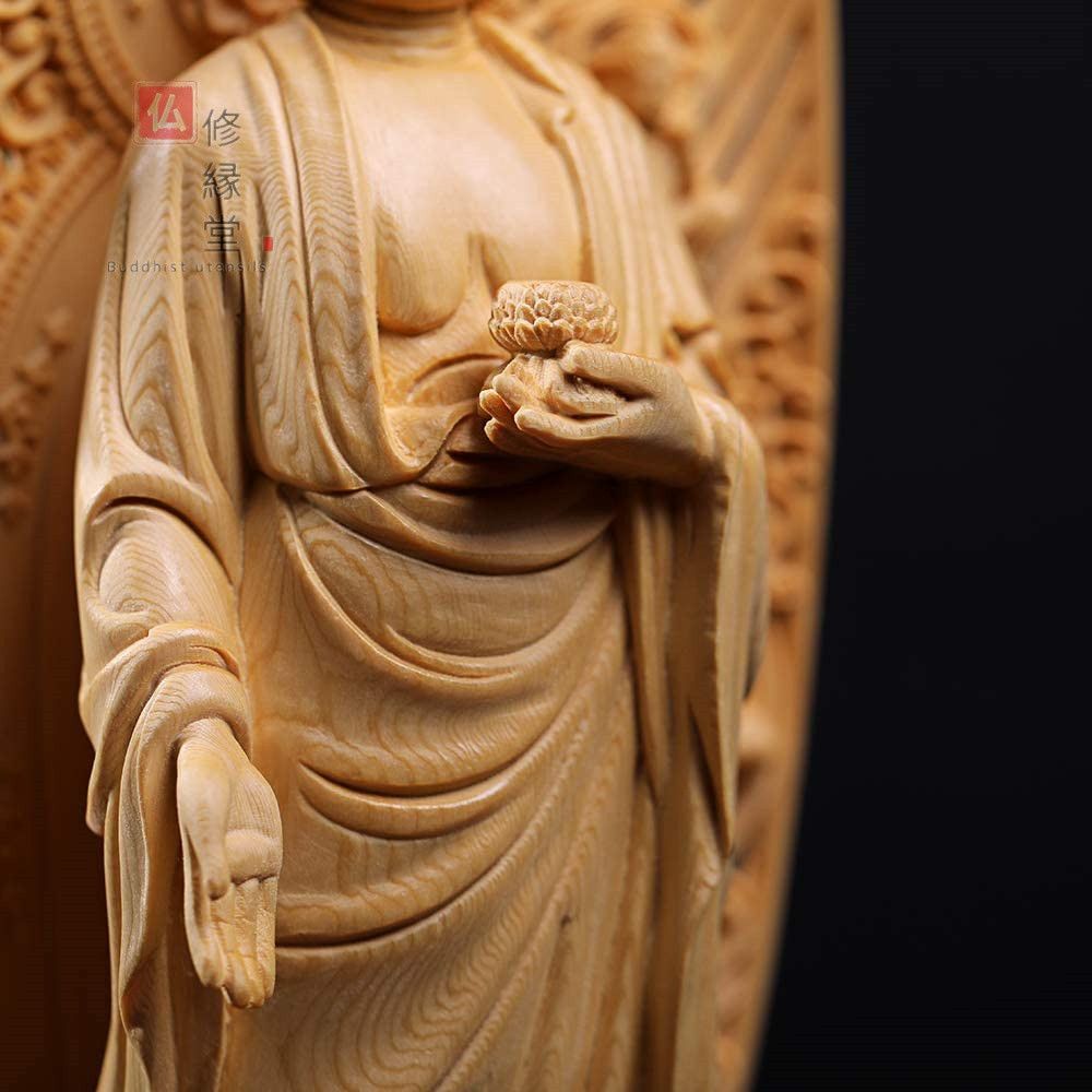 阿弥陀仏像 阿弥陀如来 木彫仏像 精密彫刻 仏教工芸品 置物 - 彫刻/オブジェクト