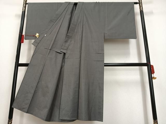 平和屋着物＊夏物 男性 紬 墨色 正絹 逸品 AABB0568st 羽織&着物  