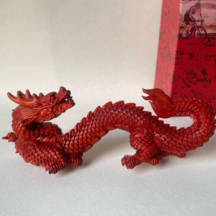 新品未使用】ドラゴン 龍 龍神 昇龍 赤龍 金龍 木彫り 商売繁盛 財運 