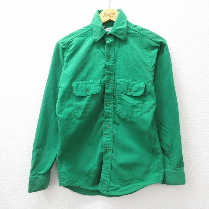 S/古着 ファイブブラザー 長袖 ヘビー フランネル シャツ メンズ 80s コットン 緑 グリーン 24oct05 中古 トップス
