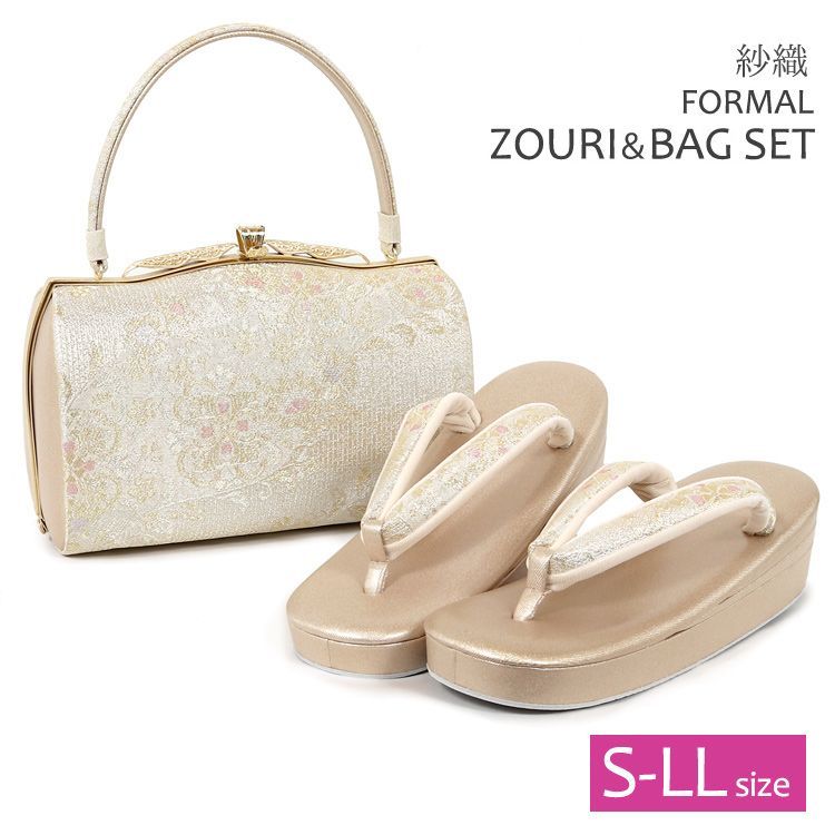高級 振袖 フォーマル 日本謹製 西陣織＊草履バッグセット古典 大桜 3