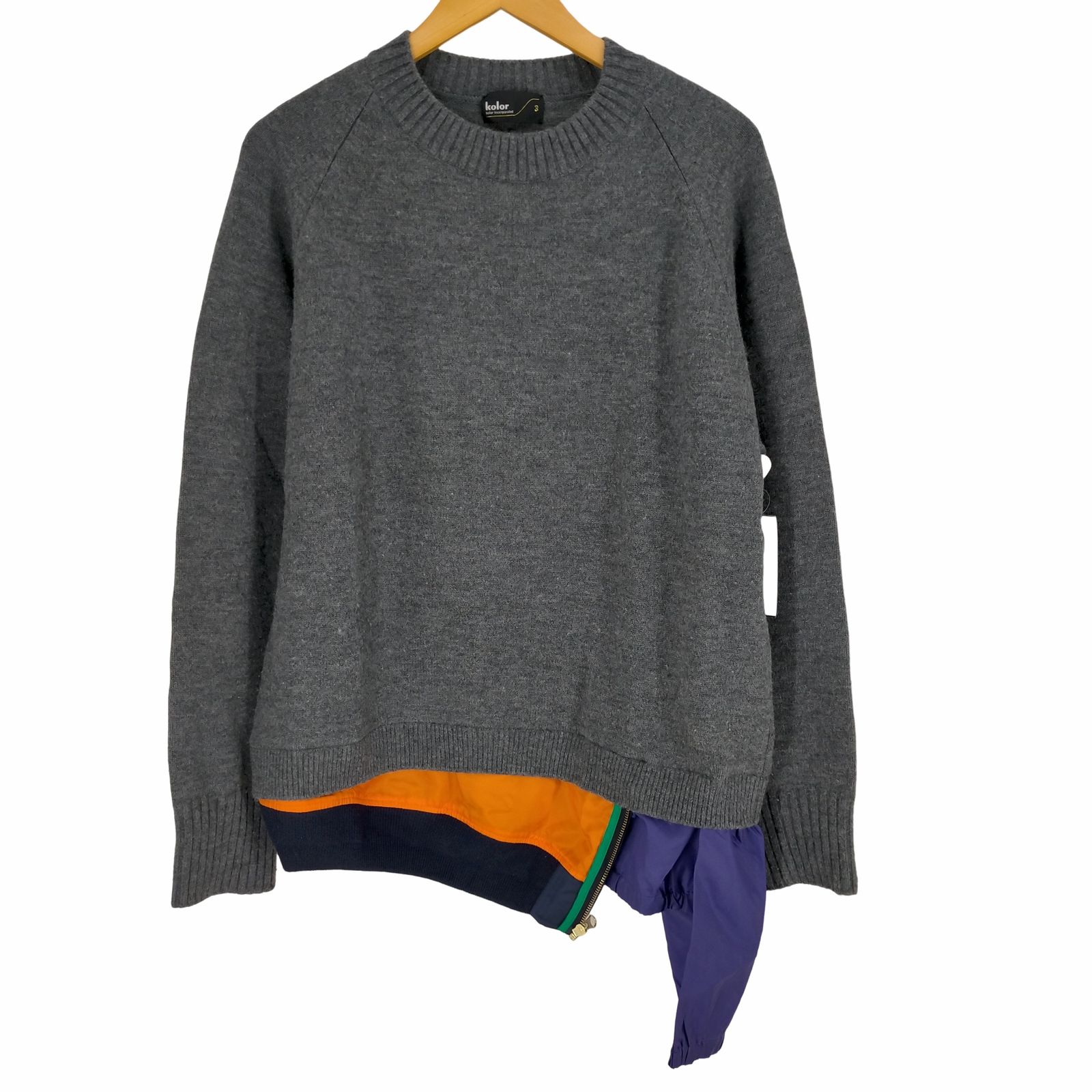 カラー kolor 21AW WOOL LAYERING KNIT ウールレイヤードニット