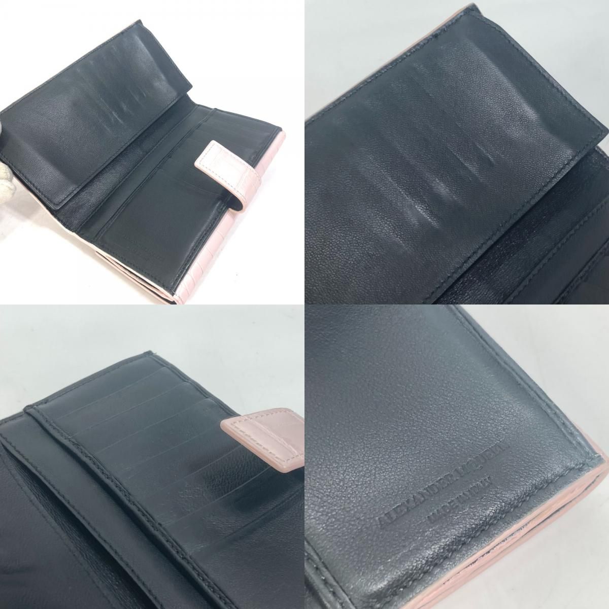アレキサンダーワン Alexander Wang スカル ドクロ ラインストーン クロコ型押し 長財布 レザー ピンク Alexander Wang - アレキサンダーワン Alexander Wang スカル ドクロ