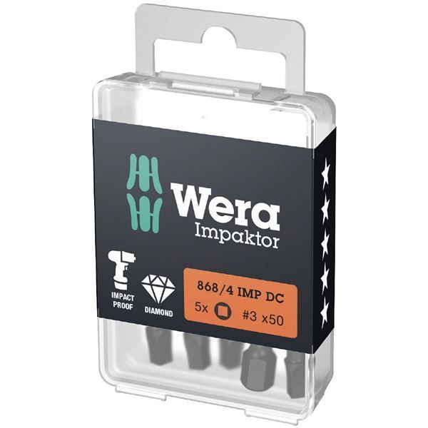WERA ヴェラ 5本入 ダイヤモンドコーティング 四角ドライバービット 刃先サイズSQ3 シャンク径6.35mm 全長50mm 057672 工具