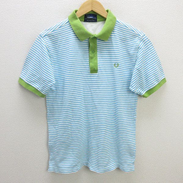 zフレッドペリー/FRED PERRY 半袖ポロシャツ 鹿の子【S】水色/men's/69【中古】