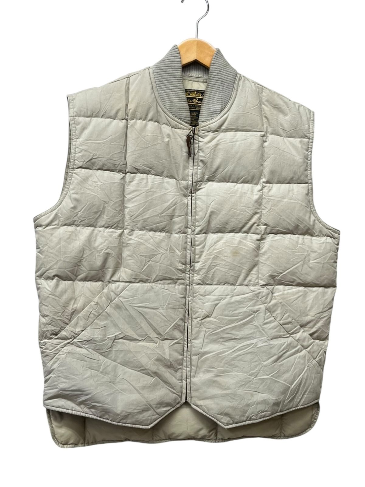EDDIE BAUER エディーバウアー 黒タグ グースダウンベスト 古着 ビンテージ 80S 90S M ベージュ メンズ|199