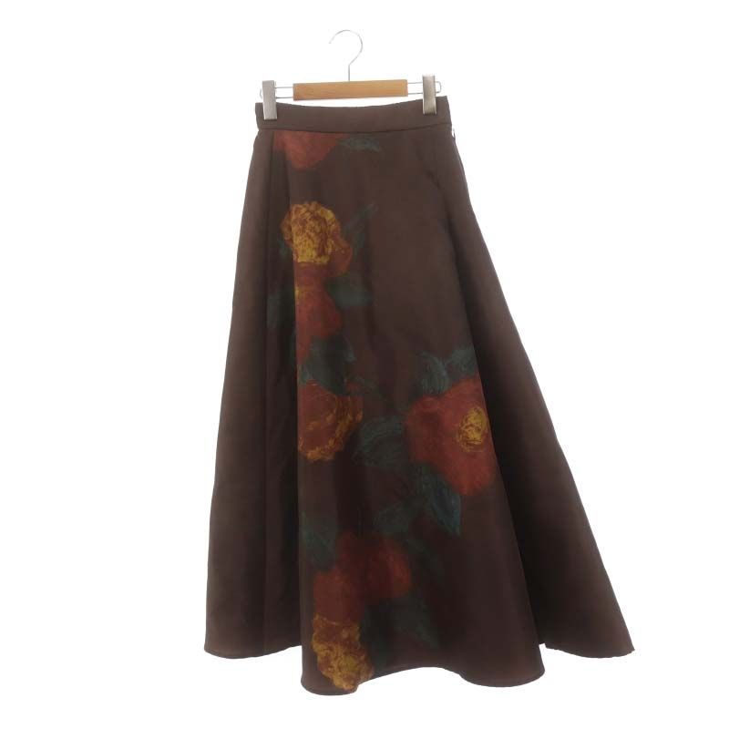 アメリヴィンテージ Ameri VINTAGE ELLIE ASYMMETRY PLEATS SKIRT フレアスカート ロング プリーツ切替  アシンメトリー プリント S 茶色 ブラウン /ES □OS - メルカリ