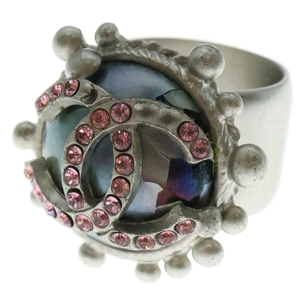 CHANEL シャネル ココマーク フェイクパール ラインストーン リング CHANEL (シャネル) ココマーク ラインストーン フェイクパールリング