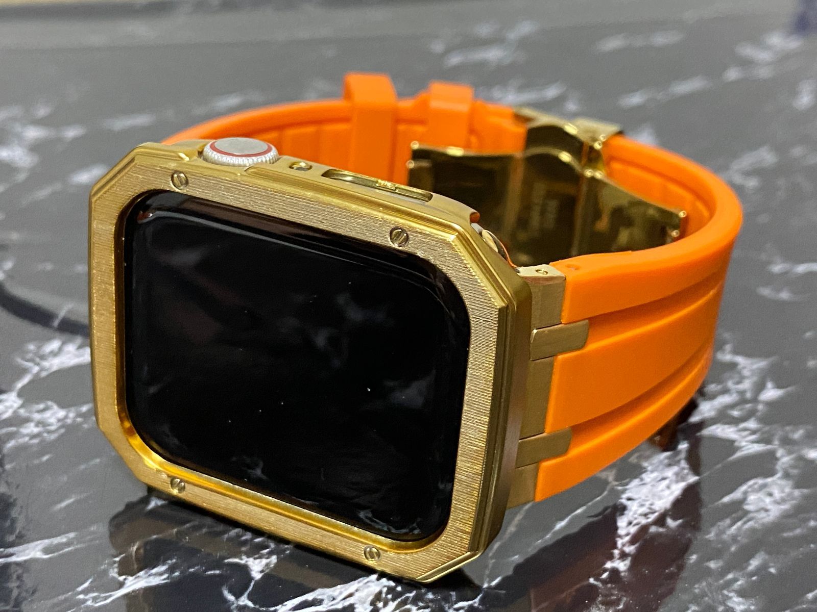 ローズ×ホワイト アップルウォッチ ラバーベルト Apple Watch